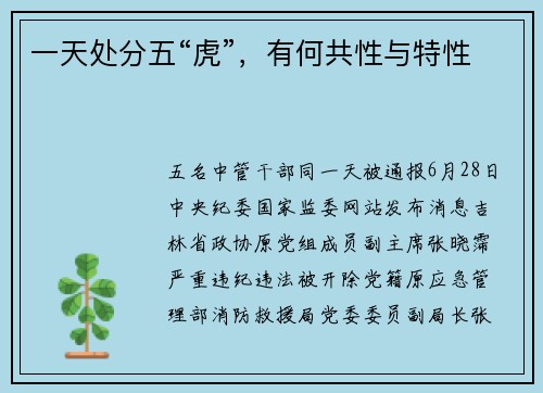 一天处分五“虎”，有何共性与特性