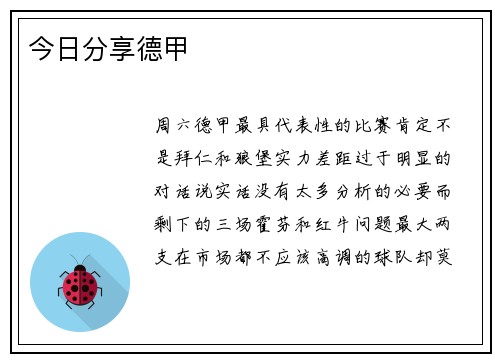 今日分享德甲