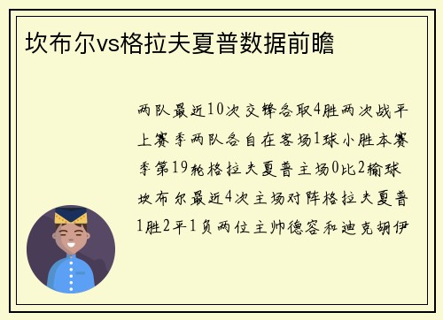 坎布尔vs格拉夫夏普数据前瞻